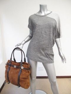 Lanvin Cognac Suede Large Kentucky Tote w/Brown Leather Trim + Silver 