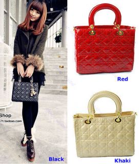 Fashion Women Lady New Patent Leather Lady Quilted Tote Shoulder 