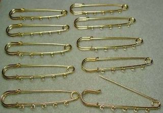 Loop Kilt Pins Gold Plated, Findings, lot of 10