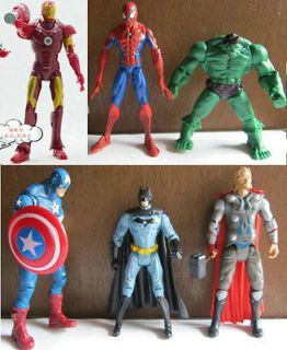   &DC The Avengers Hulk+Captain+I​ron Man+Batman+Spi​derman Figure