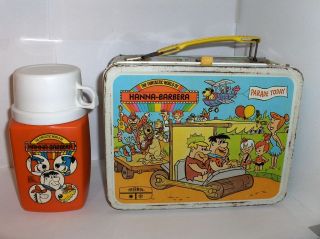 The Funtastic World Of Hanna Barbera`77`Metal Lunchbox & Thermos`Sale 