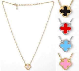 New Quatrefoil Four Leaf Clover Necklace Silver Gold MOP Mother of 