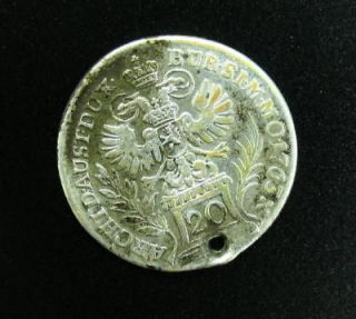 austria 20 kreuzer 1765 year m theresia silver coin from