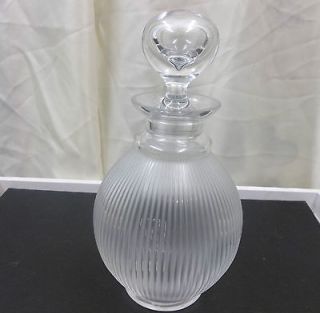 LALIQUE FRANCE CRYSTAL LARGE DECANTER WITH VERTICAL LINES LANGEAIS 