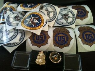 DEA USMS US Marshal FBI Lot Mini FBI Badge, Lapel Seal Pin and 18 