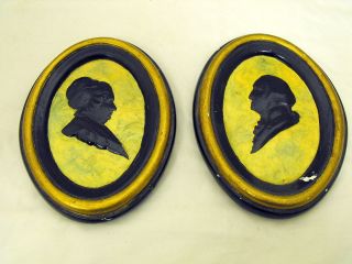  Plaster Oval Silhouette Pictures Martha & George Washington 4.5 x 6