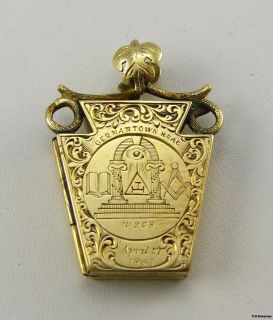 royal arch masonic 14k gold 1868 locket fob mason a++