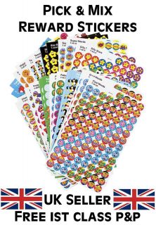 Pick & Mix School Teacher Reward Stickers   Gold Stars, Smiles, Hearts 