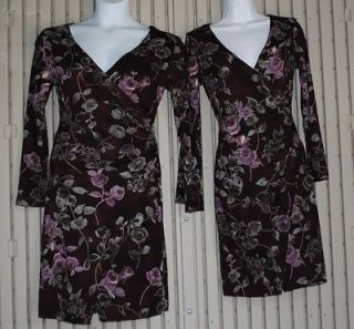 NWOT Sexy Fredericks of Hollywood Burgundy Wrap Dress with Flowers 