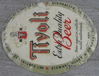1940‘s~IRTP Label~Tivoli Beer~Stewart & McKee Co. Los Angeles, CA
