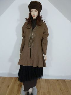 Completo Lino lagenlook brown 100% linen long sleeved button layering 