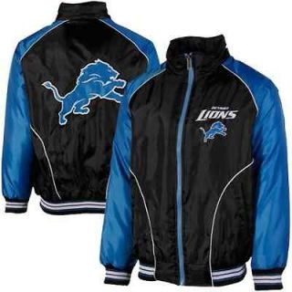 Detroit Lions Touchdown Full Zip Hooded Jacket   Black/Light Blue