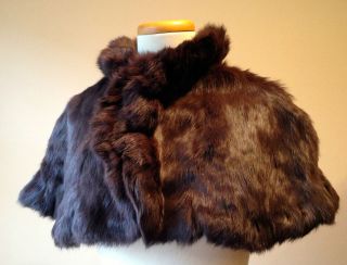 NEW Real Brown Rabbit Fur Cape Shawl Coat Jacket Wrap with Colar 