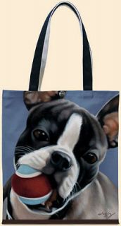 boston terrier dog oil cloth handbag tote bag brett longley