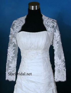 Long Sleeve White Lace Wedding Bridal Bolero Jacket Shrug S, M, L #52