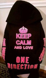 KEEP CALM AND LOVE 1 D ONE DIRECTION HOODIE. CUSTOM MADE JERSEY SHORE 