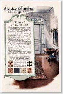 1919 armstrong linoleum hall floor vintage print ad time left