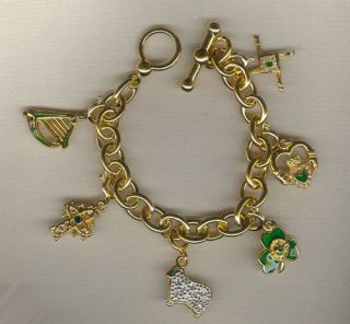 sterling charm bracelet gold wash irish charms removabl time left
