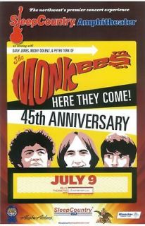 Newly listed MONKEES 2011 Gig POSTER Ridgefield Washington Concert