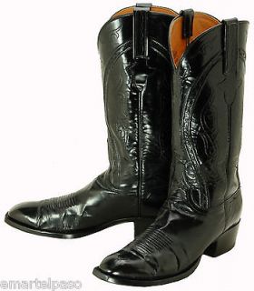 325 Used Vintage LUCCHESE (Classics) Black Goat Cowboy Boots Mens 9 1 
