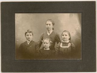   1900s Matted Photo 4 Ided Children, W. C. Berns Lyons, New York
