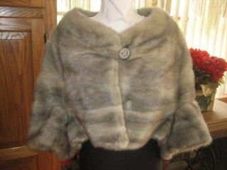  Large Xlarge Grey Sapphire Mink Fur Stole Wrap Bolero Coat Jacket 646s