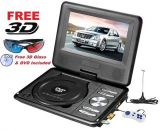Portable DVD Player with TV USB SD Games Radio Swivel LCD, 3D 