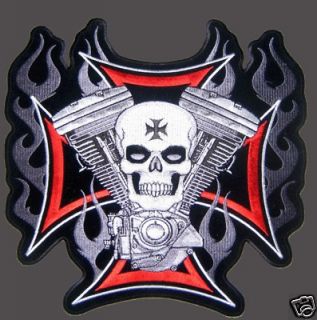 biker skull cross motor patch xxl 11 inch patch returns