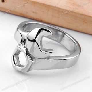   10/11/12 Mens Wrench Spanner Stainless Steel Circle Punk Finger Ring