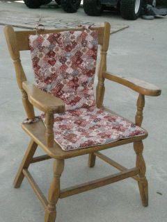 Antique Birds Eye Slat Back Maple Childs Chair With Hand Made Cushions