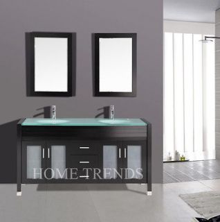Tempered Trend 63 inch Double Vanity Set Espresso with faucets 