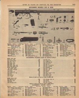 1964 mossberg ad model 352 parts list 