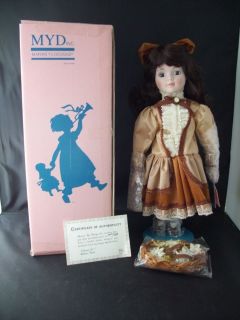 vintage 1988 marian yu design porcelain doll coa stand time