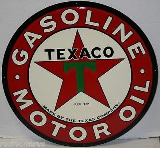 texaco gasoline motor oil 24 round metal gas sign time