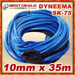 New Dyneema Winch Rope Sk75 Synthetic Cable 10mm x 35m 4WD Recovery 