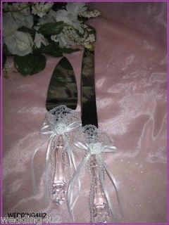 Wedding Supplies Elegant Cake Knife & Server Set WHITE