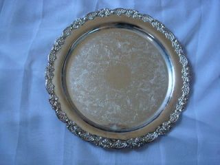 Silver plated Oneida Round Serving Tray Rose Pattern , 15, EXC COND 