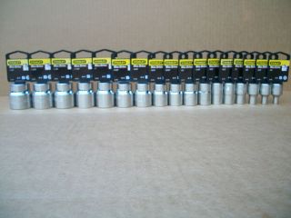 NEW STANLEY 1/2 in Drive sockets 17 pieces SAE 12 POINT SOCKETS
