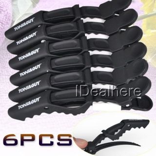 6pcs Black Matte Sectioning Clips Clamps Hairdressing Salon Hair Grip