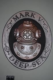 mark v commercial dive helmet plaque navy diver sign time