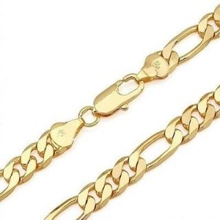 22K Yellow Gold GP 20 Mens Figaro Link Necklace 6.5mm   N34