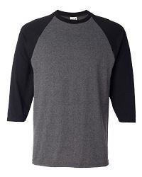 Anvil 3/4 Sleeve Baseball Jersey T Shirt Mens Size S 2XL Sport Tee 