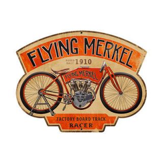 flying merkel antique classic motorcycle custom metal sign time left $ 