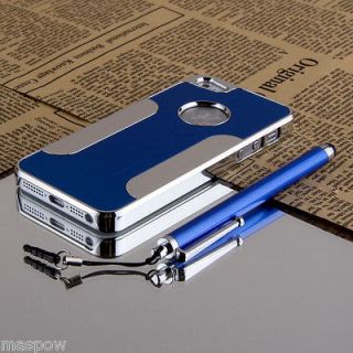 Blue Luxury Brushed Aluminum Chrome Hard Case For iPhone 5 5G 6th 