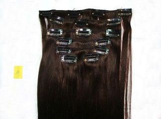ON newly #2 darkest brown 7PS Clip in 100% LADY human hair Extention 