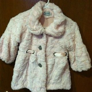 Girls BIJAN KIDS Faux Fur Dress COAT JACKET Size M PINK Fleece Lined 