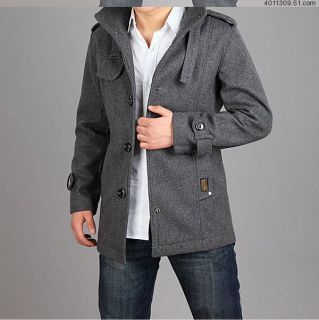 2012 Mens casual Wool Coat Winter Trench Coat Overcoat Long Jacket 