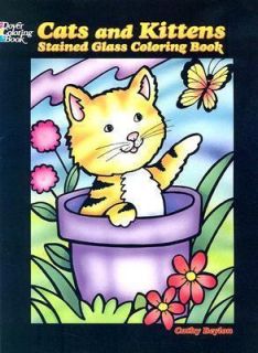 Cats and Kittens Stained Glass Coloring Book by Cathy Beylon (2005 