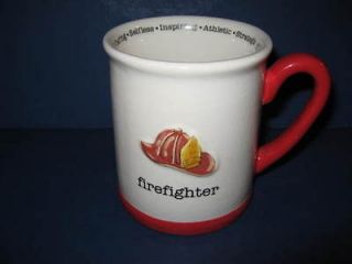 Firefighter Coffee Tea Mug Inspirational Red White Ceramic By Papel