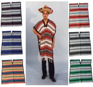 Mexican Blanket Poncho Adult Costume Cowboy Western Serape Pancho 